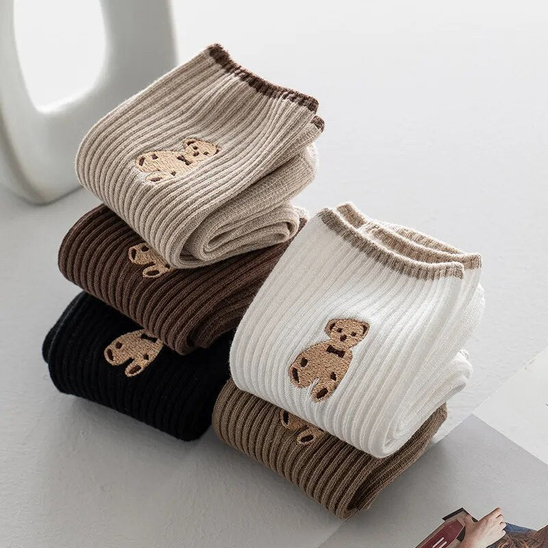 Cotton Teddy Bear Socks (5-Pack)