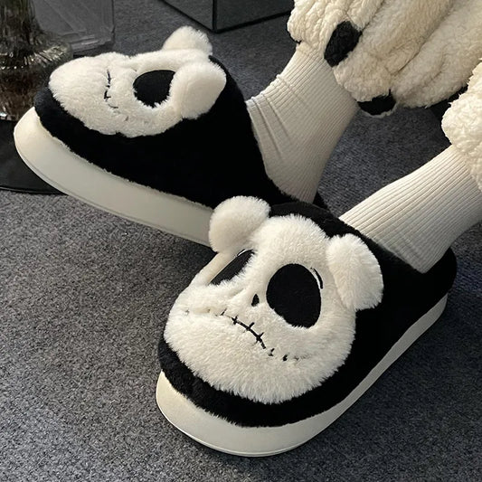 Cozy Skull Plush Slippers