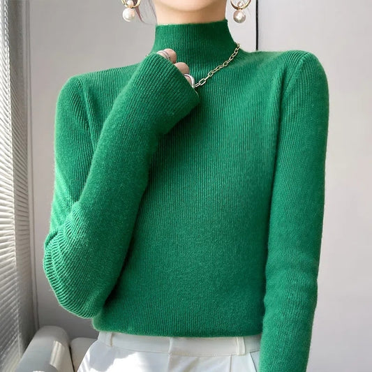 Knitted Mock Neck Pullover