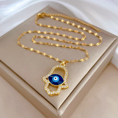 Glittering Hand of Fatima Necklace