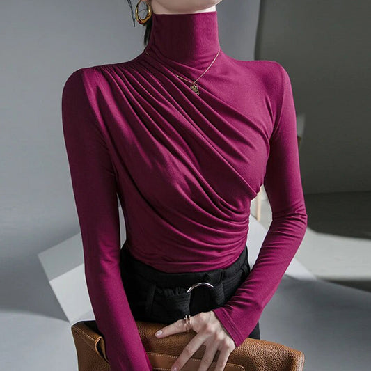 Dolce Pleated Turtleneck Sweater