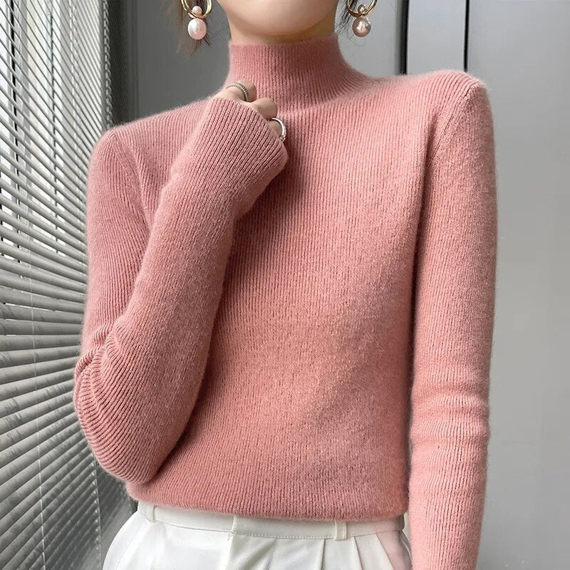 Knitted Mock Neck Pullover