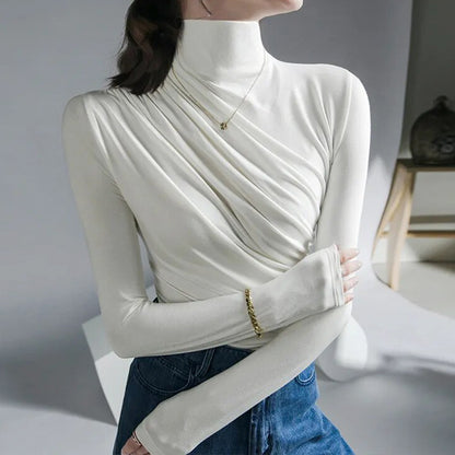 Dolce Pleated Turtleneck Sweater