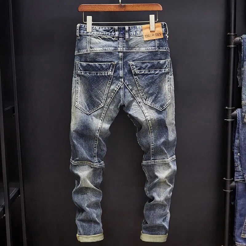 Vintage Patchwork Stacked Jeans