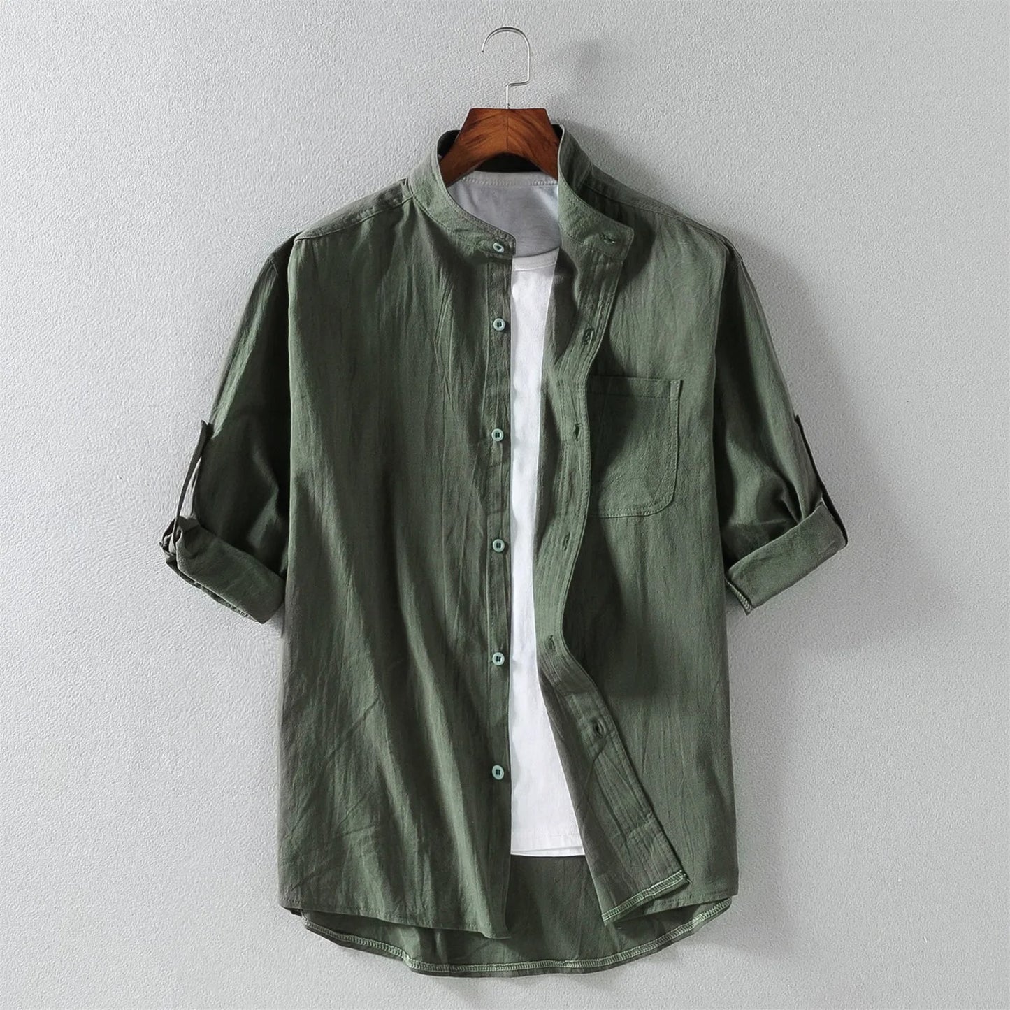 Short Sleeve Linen Button-Down Shirt