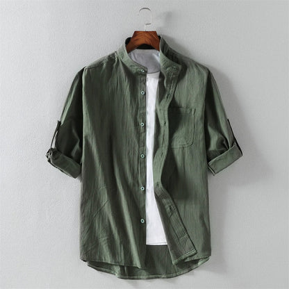 Short Sleeve Linen Button-Down Shirt