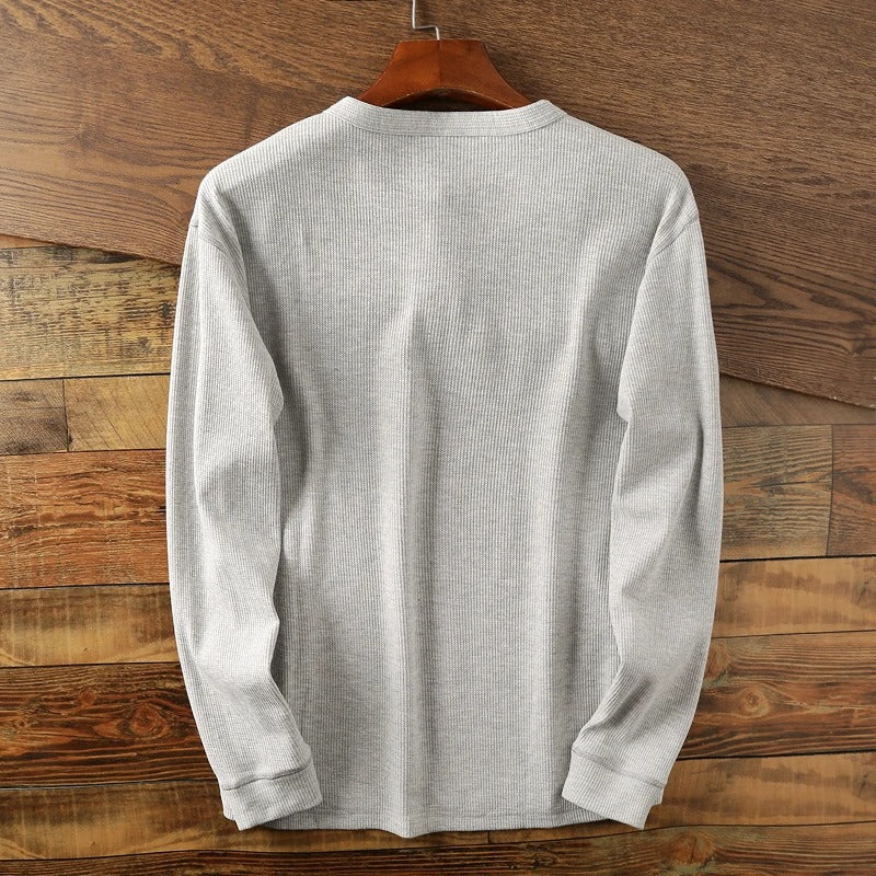 Premium Waffle Knit Henley Shirt