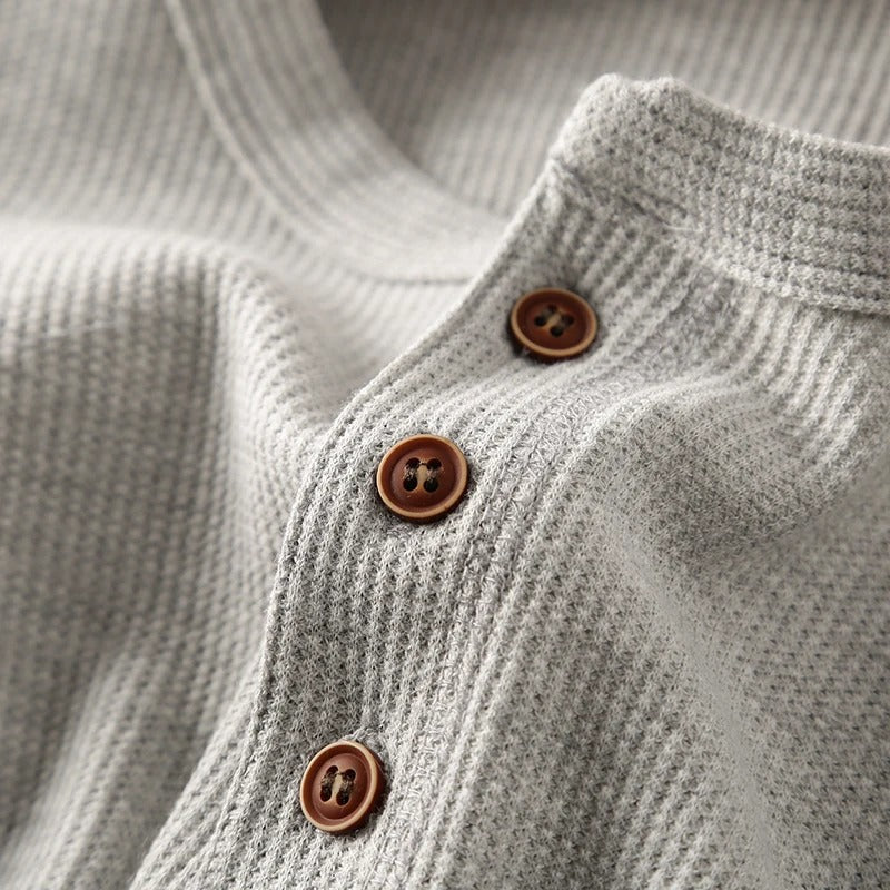 Premium Waffle Knit Henley Shirt