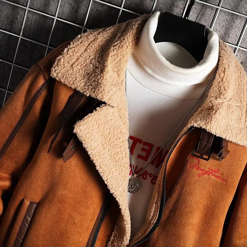 Suede Shearling Moto Jacket