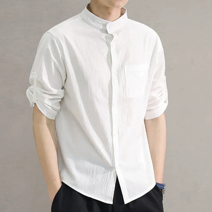 Short Sleeve Linen Button-Down Shirt