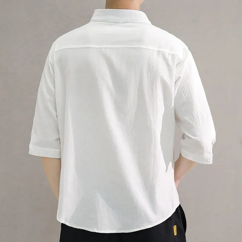 Short Sleeve Linen Button-Down Shirt