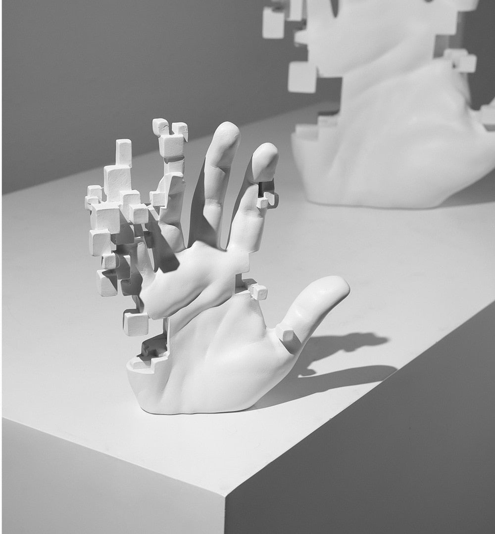 Digital Distortion Glitchy Hand Figurine