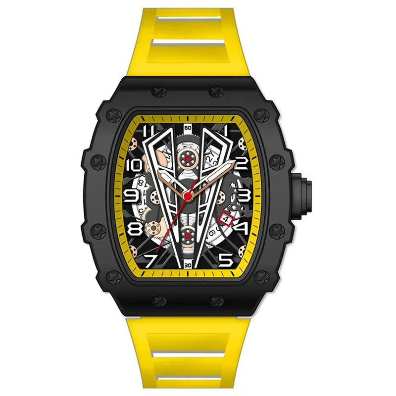 Victory Skeleton Silicone Strap Watch, 44mm