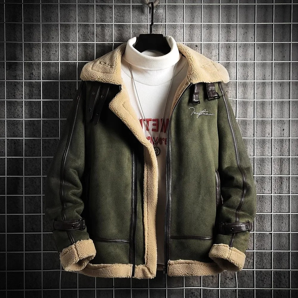 Suede Shearling Moto Jacket