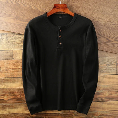 Premium Waffle Knit Henley Shirt