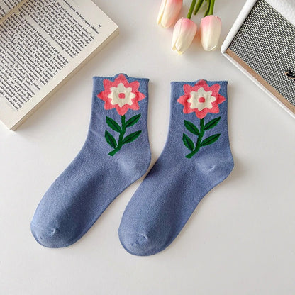 Retro Floral Cotton Socks