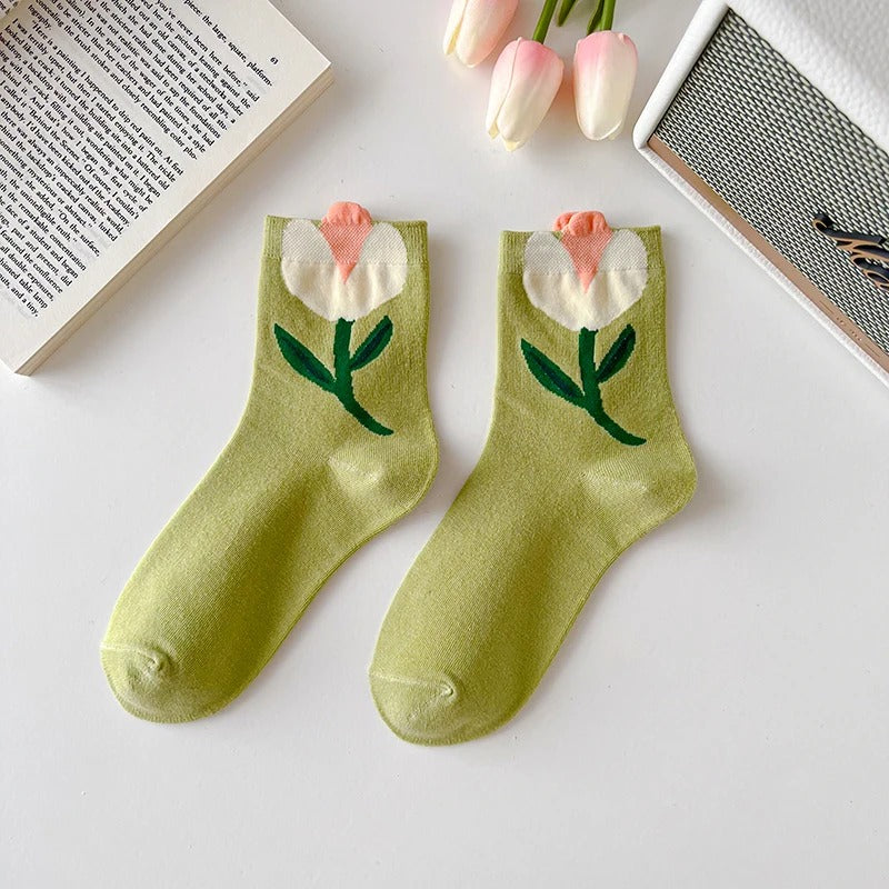 Retro Floral Cotton Socks
