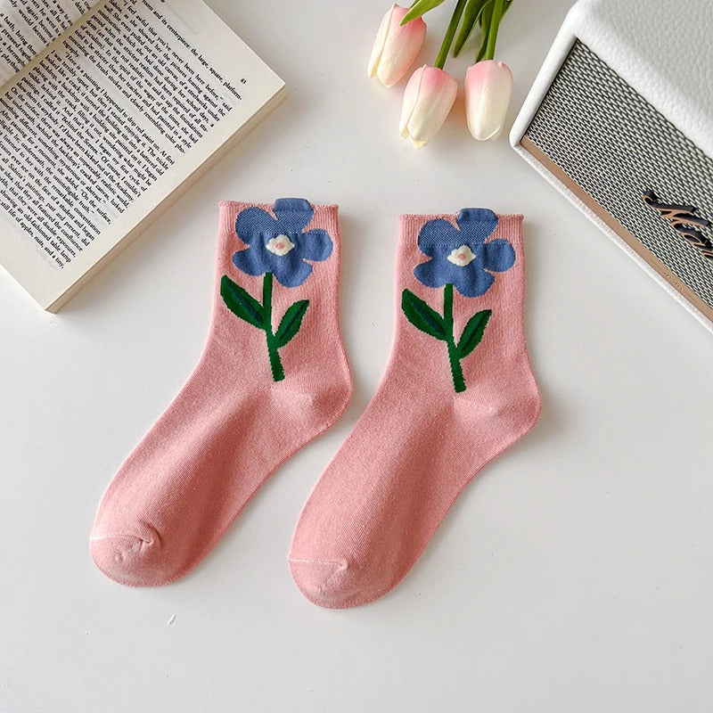 Retro Floral Cotton Socks