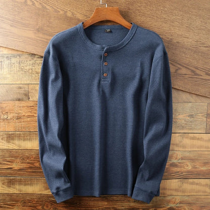 Premium Waffle Knit Henley Shirt