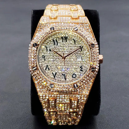 Iced Arabic Dial Bracelet Watch, 43mm