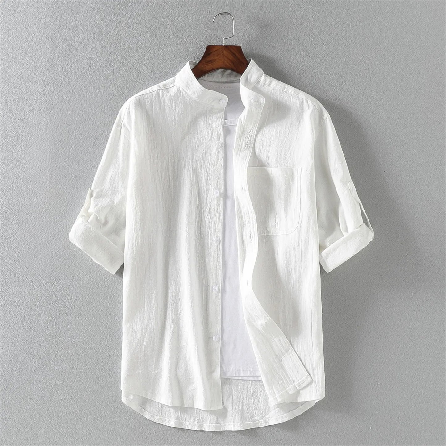 Short Sleeve Linen Button-Down Shirt